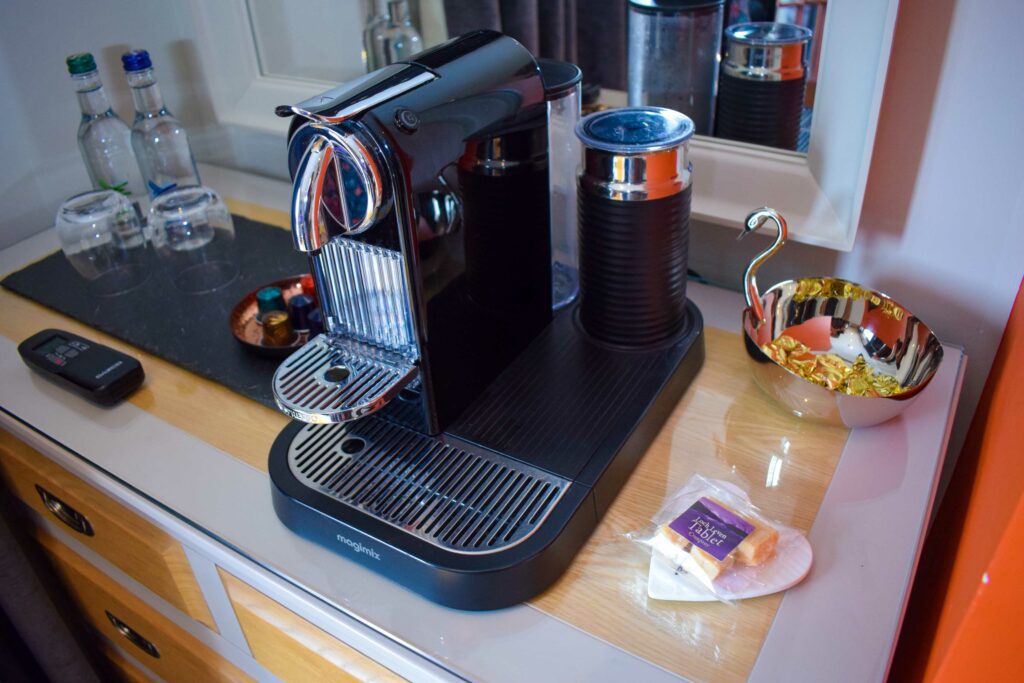 Our Allanbreck Luxury Hideaway near Glencoe has a Nespresso Coffee Maker and little treats for you to enjoy like local hand-made tablet